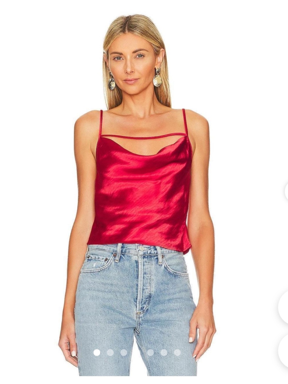 NWT Lovers + Friends Satin Cowl Neck Camisole in Red Size XL